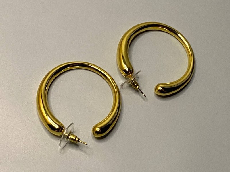 Yves Saint Laurent Gold Chunky Hoop Earrings 4cm