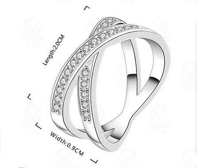 Pave 1.0 Ct CZ Silver SP Cross X Shape Engagement Wedding Ring