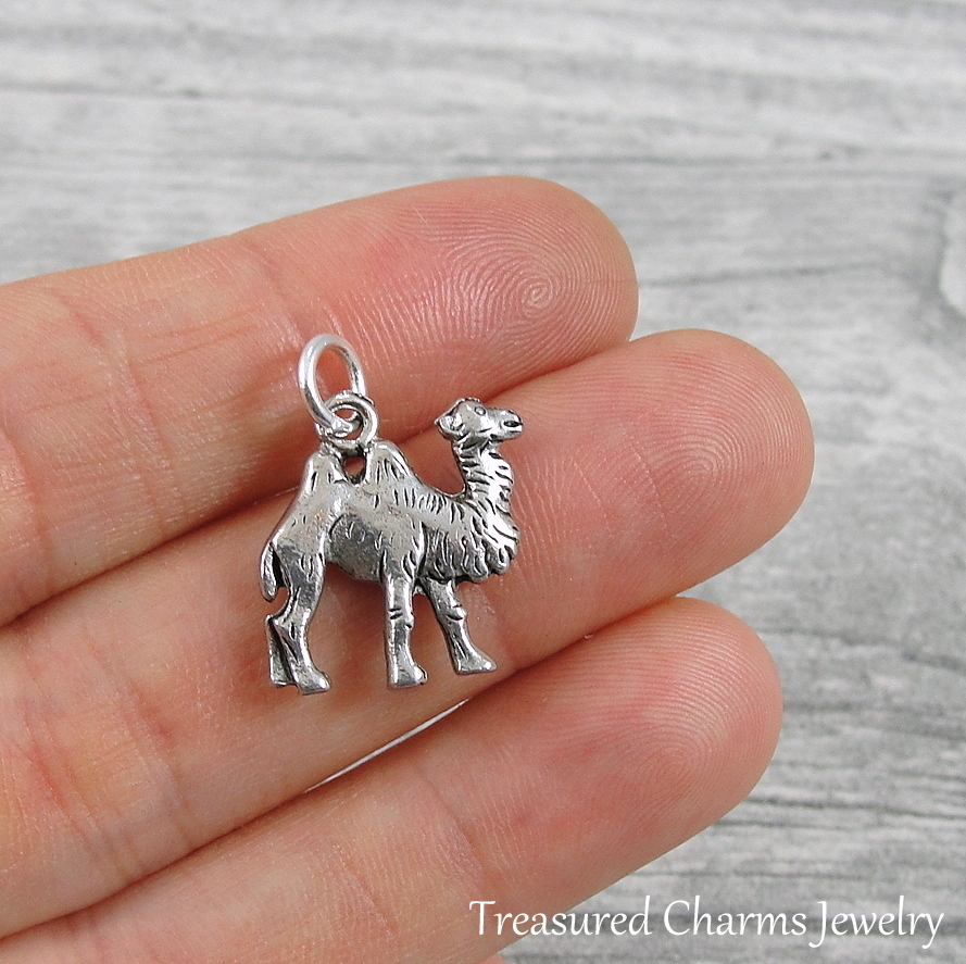 Silver Camel Charm – Humpback Bactrian Camel AA Pendant NEW