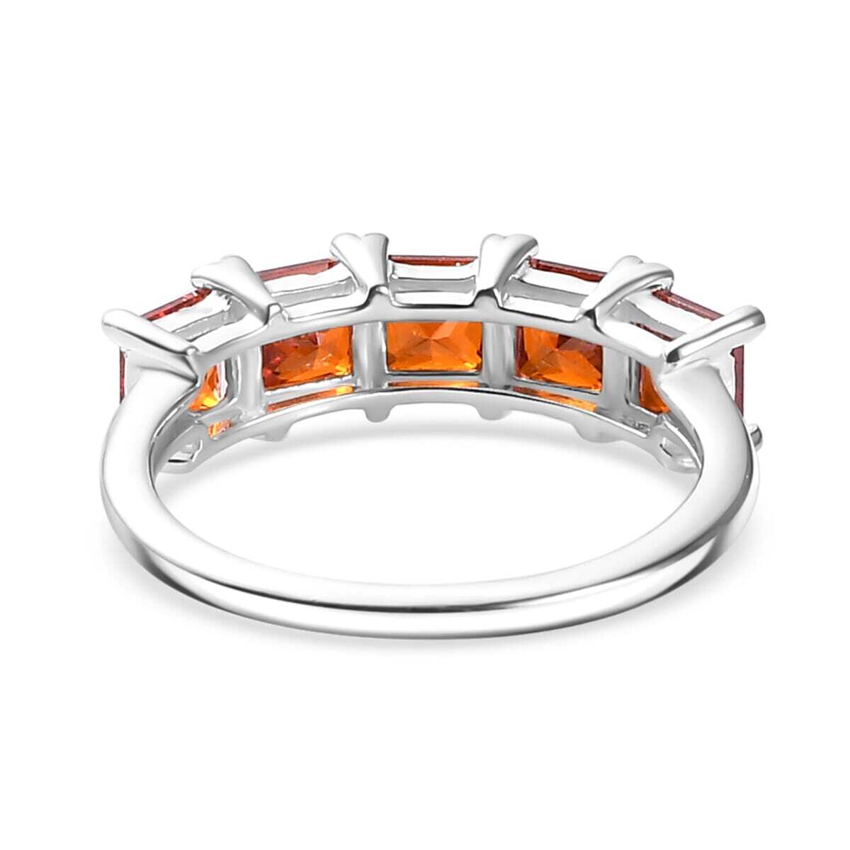 Beautiful 2.60ctw Red Cubic Zirconia 5 Stone Ring Sterling Silver Size 10