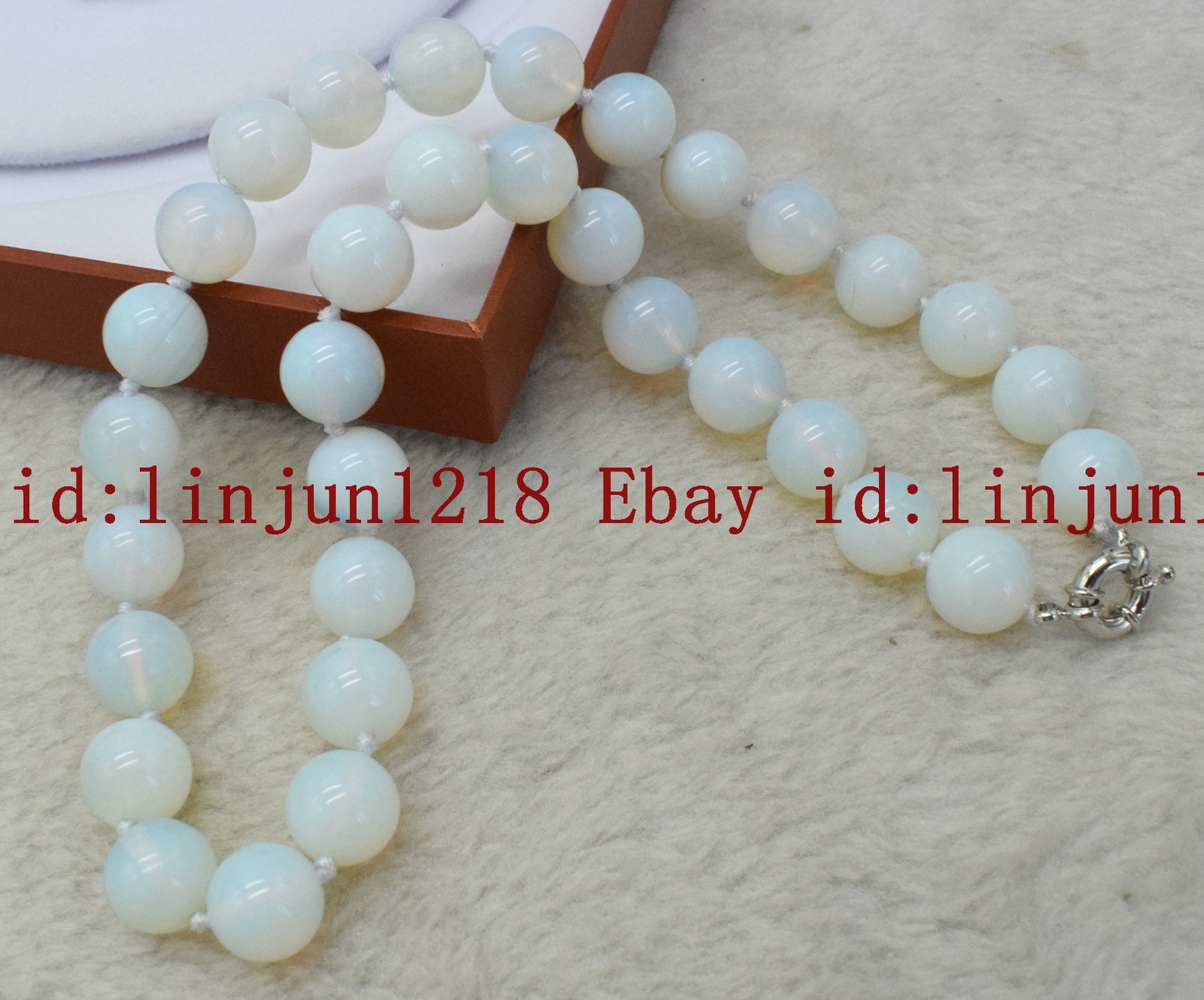 Natural 8mm 10mm 12mm White Opal Round Gemstone Beads Necklace 18” AAA