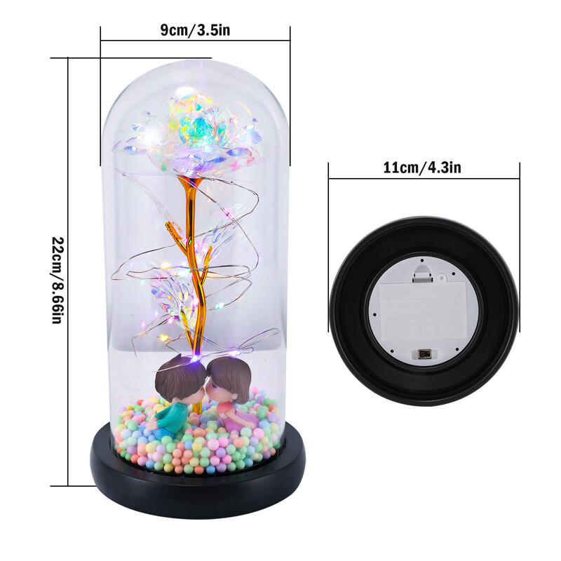 Galaxy Rose Forever Flower in Dome Glass LED Light Valentine’S Day Birthday Gift