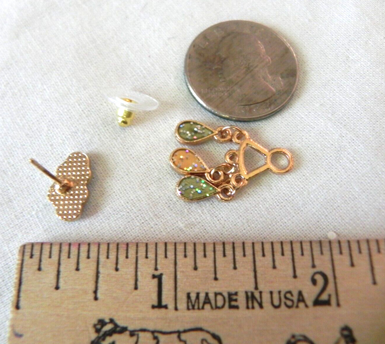 Rain Cloud with raindrops Enamel Stud Earrings Gold tone back front raincloud