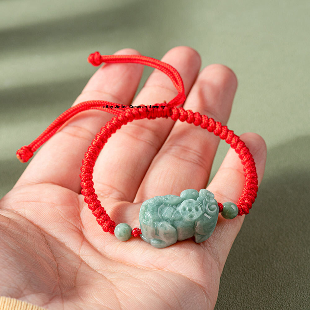 Real Grade A Natural Green Jade Jadeite Women Lucky Pixiu Beads Knitted Bracelet