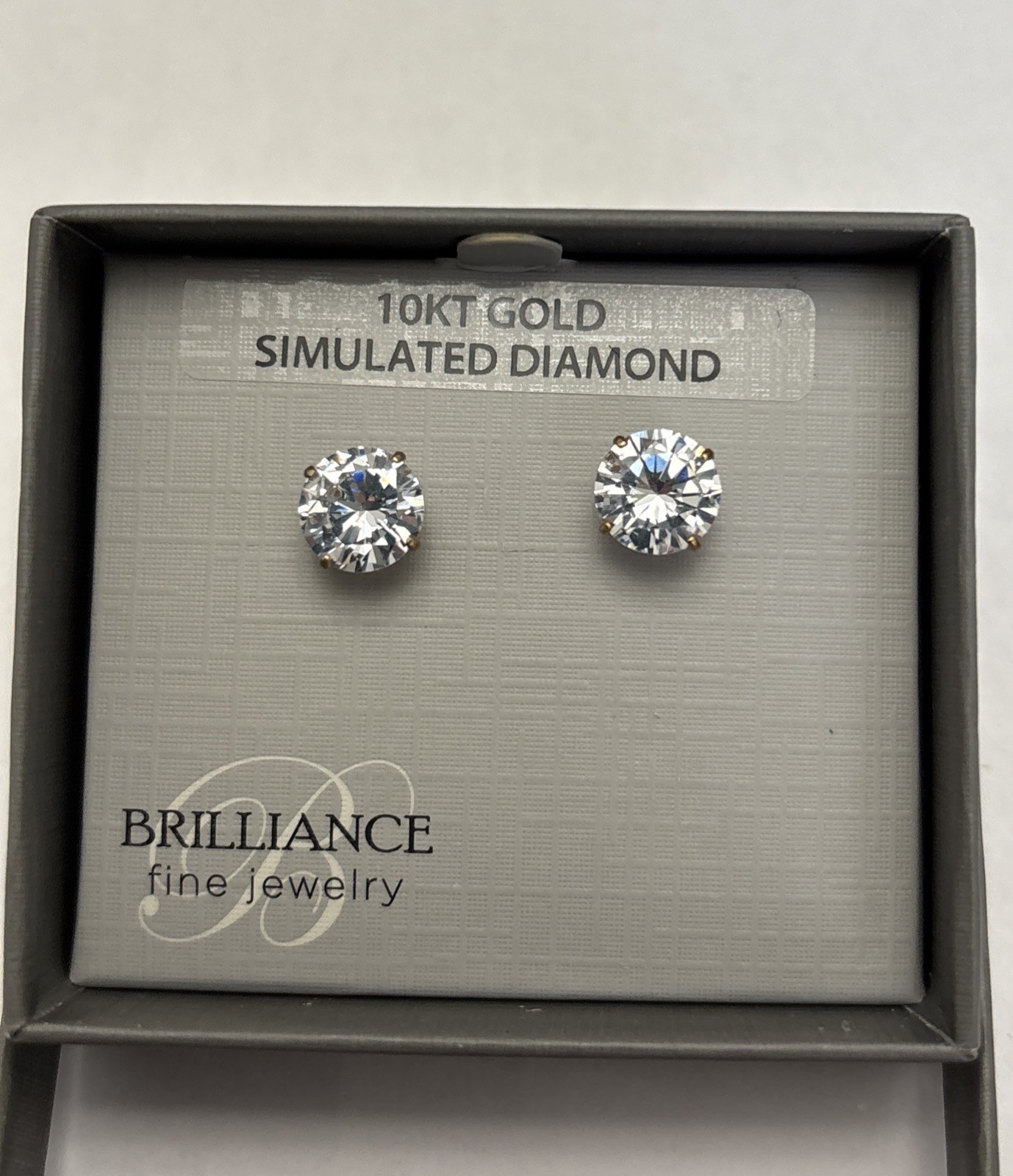 BRILLIANCE FINE JEWELRY 10KT GOLD SIMULATED DIAMOND EARRINGS #03