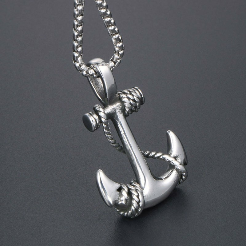MENDEL Mens Stainless Steel Nautical Surfing Beach Anchor Pendant Necklace Men