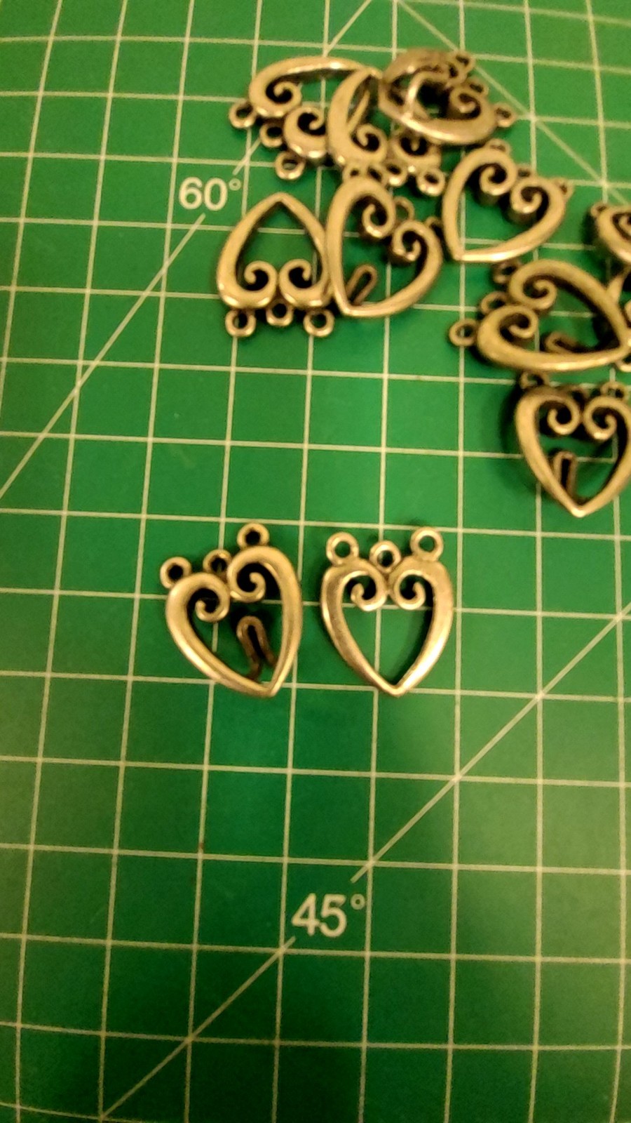 Antique Silver Heart Multi-Strand Clasps Hooks Jewelry Making Findings 11pc Lot