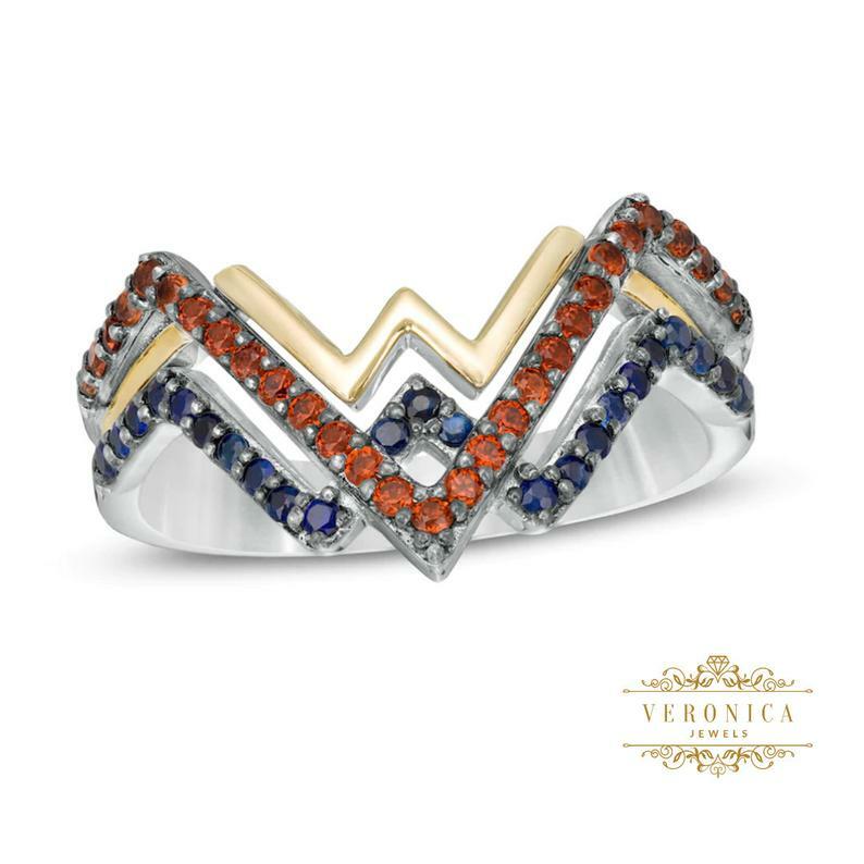 Exclusive Wonder Woman 0.30CT Garnet and Blue Round Cut Two Tone Engagement Ring