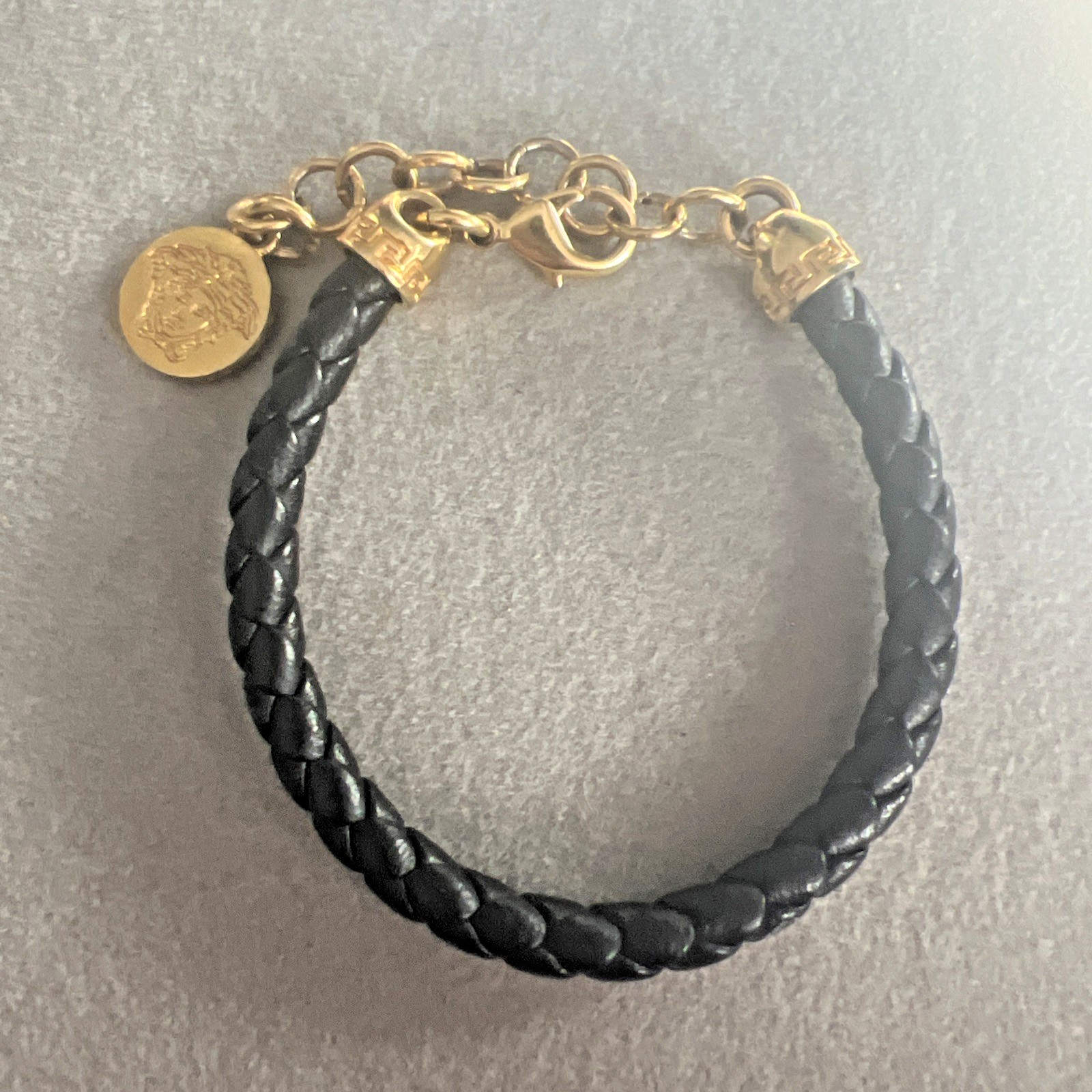 Authentic VERSACE Braided Rope and Gold Tone Bracelet