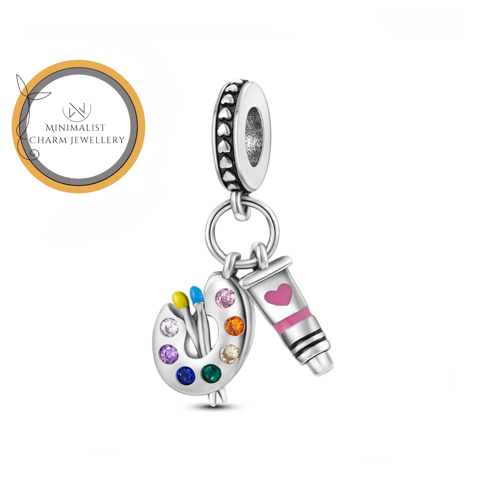 Art Painter Palette Charm, Art Charm, Paint Charm, Silver Charm, Women Gift