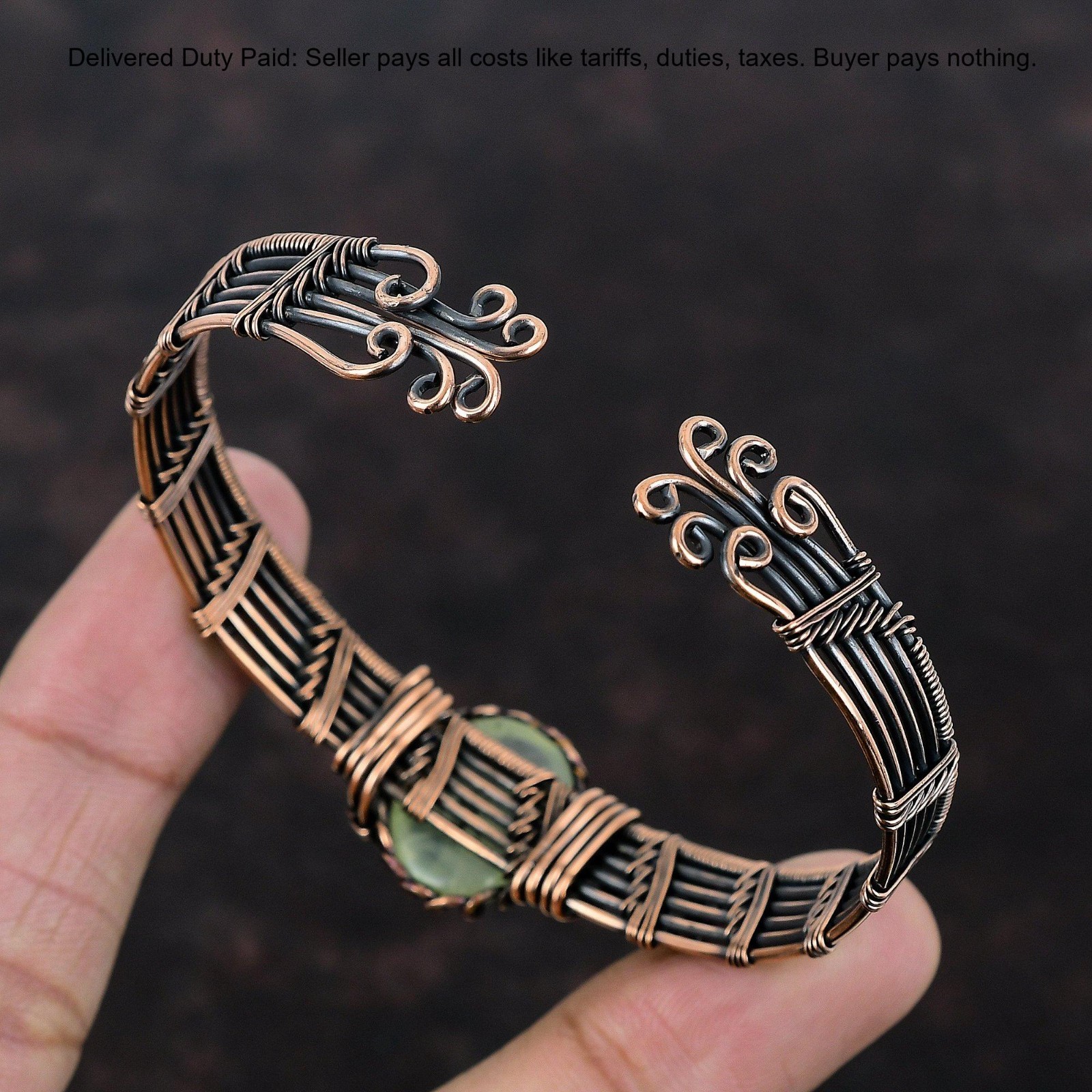 Christmas Sale Oval Prehnite Gemstone Copper Birthday Twisted Bangle Bracelet