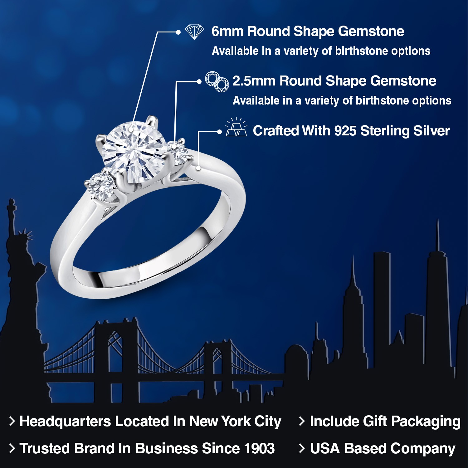 925 Sterling Silver White Diamond Ring Set with Moissanite (0.93 Cttw)