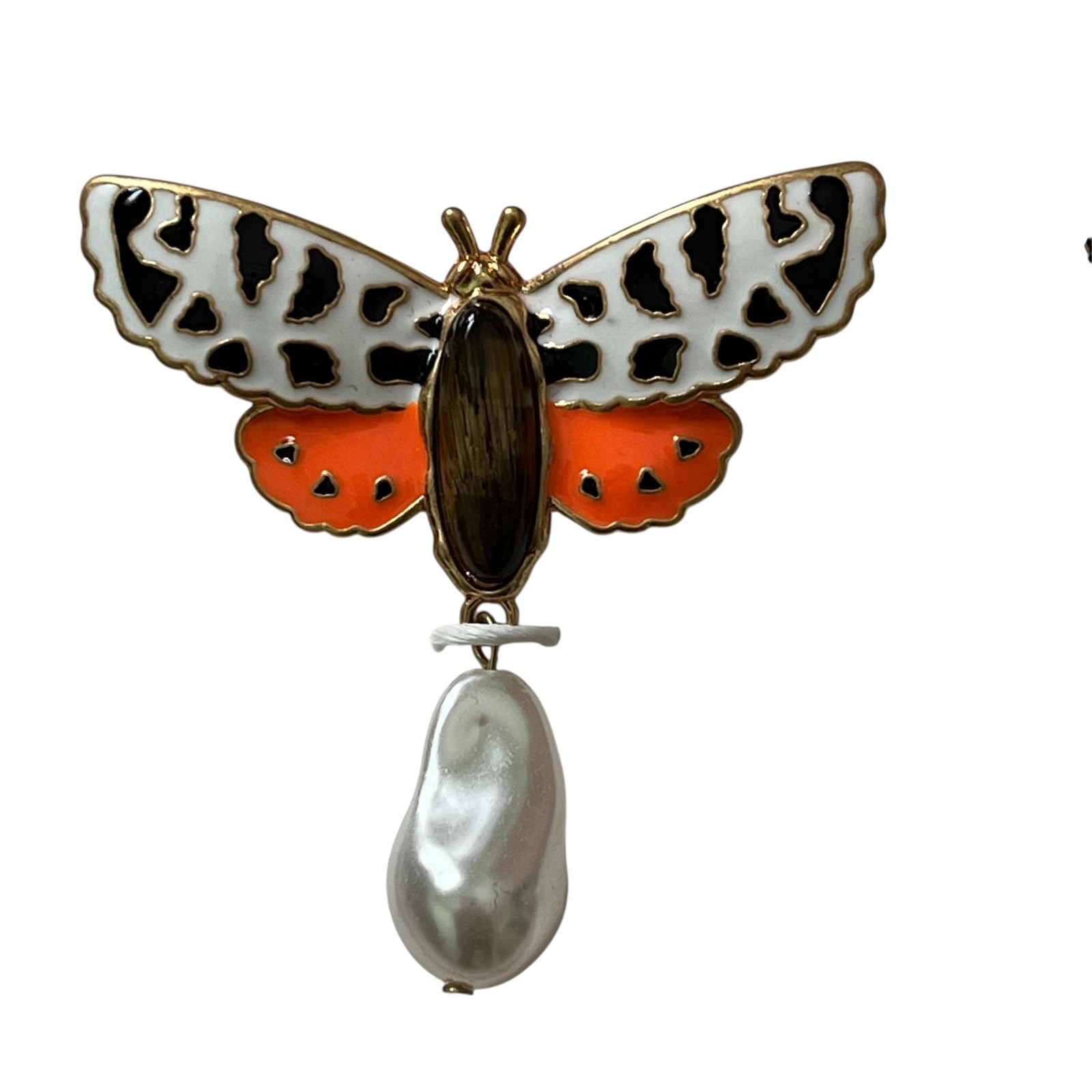 Zara Butterfly Pearl Drop Earrings Recycled Zinc Statement Jewelry Insect NWT