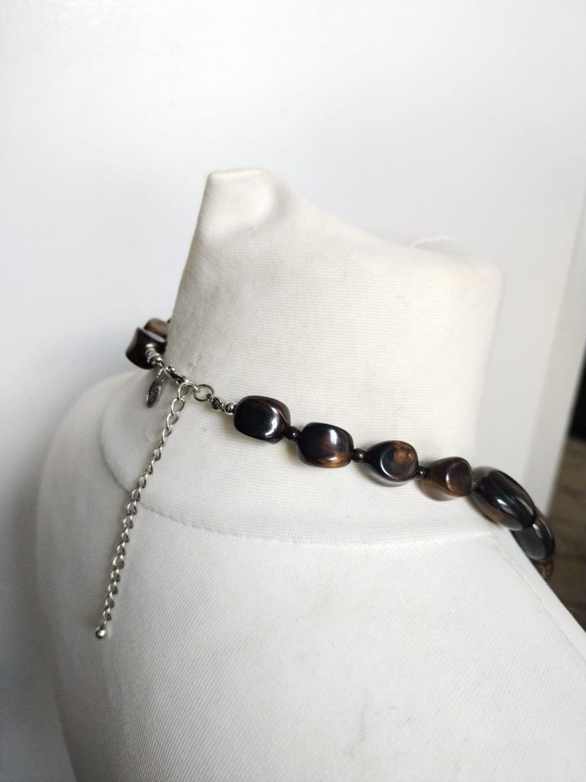 Black Gold Marble Effect Mixed Shapes Plastic Beads Graduated Necklace
