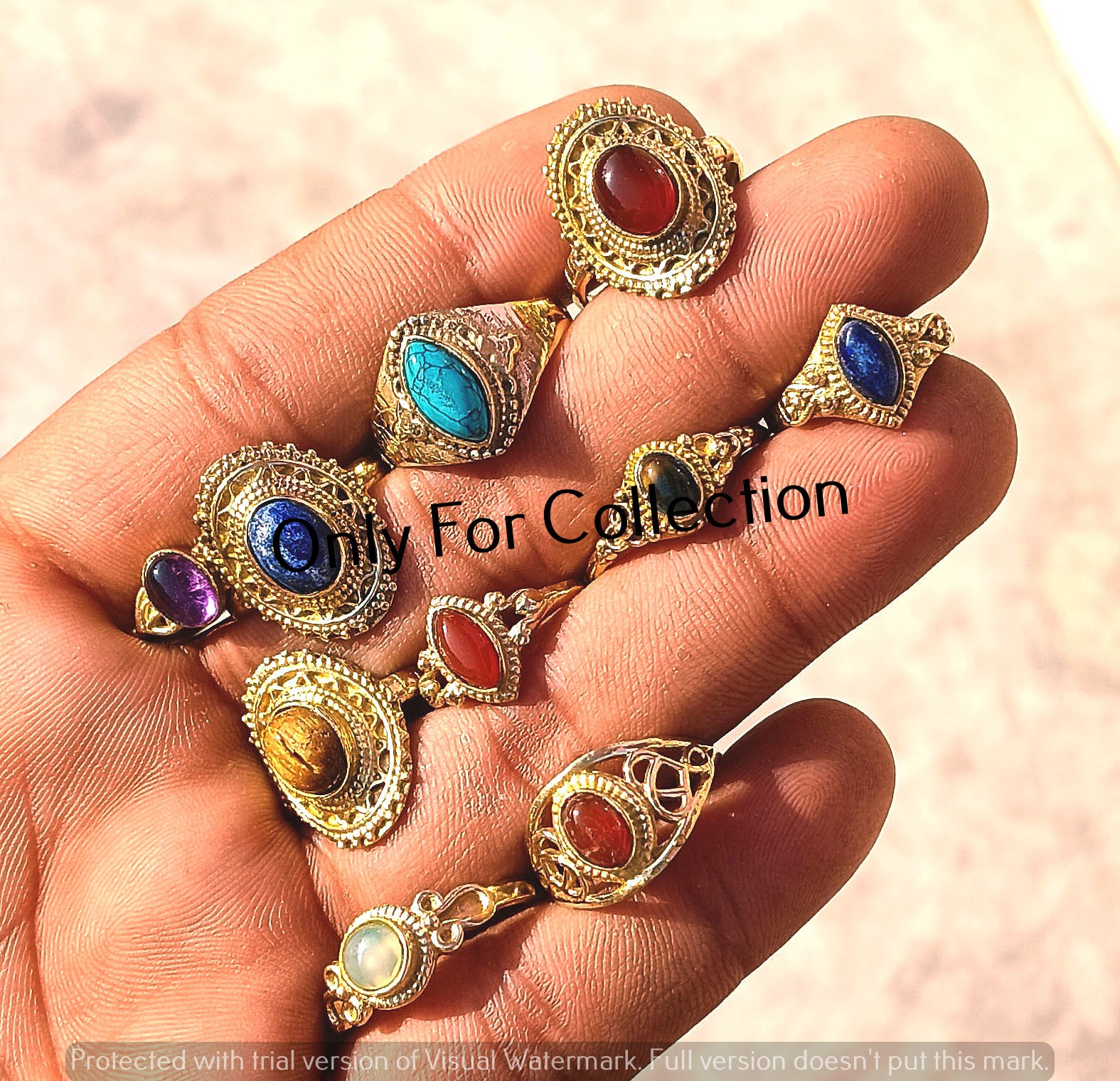 Mesmerzing Carnelian & Mix Gemstone stunning 18k Gold Plated Rings Lot Jewelry