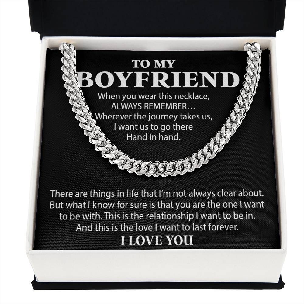 Boyfriend Cuban Chain Necklace, Promise Necklace For Boyfriend, Boyfriend Gift