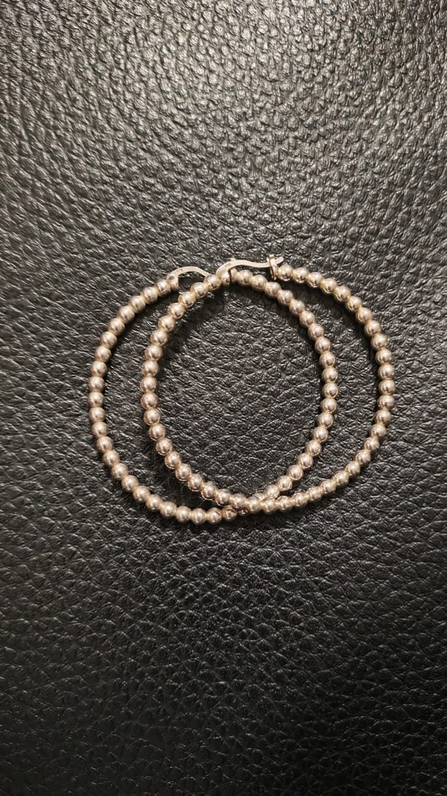 Lauren Ralph Lauren Large Bead Hoop Earrings Sterling Silver 1.81″ Click-Top