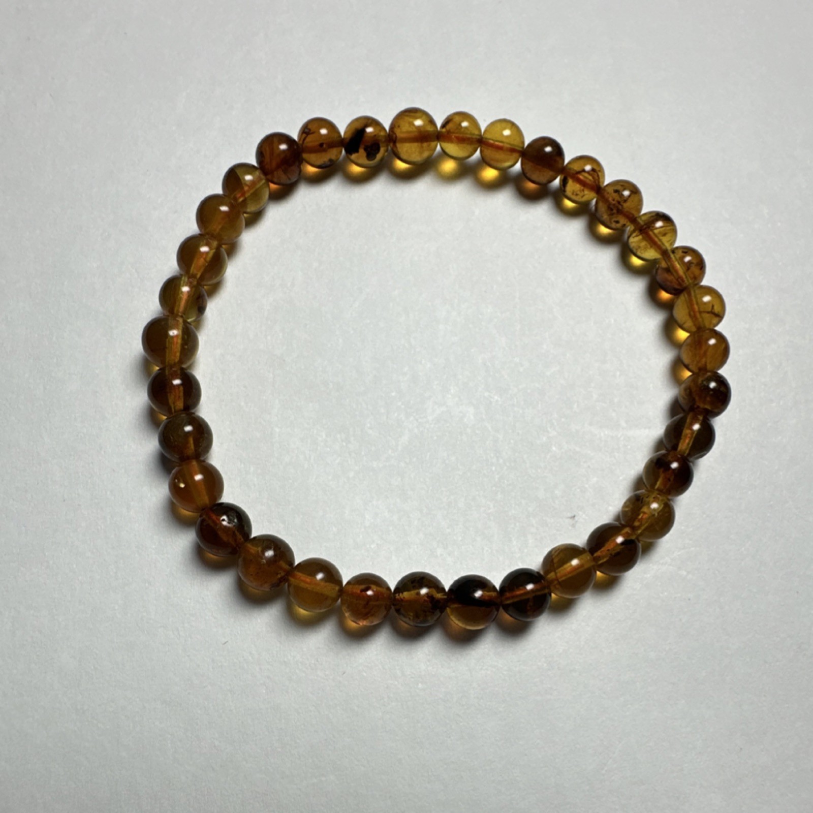 Natural Amber Beaded Bracelet Brown Yellow Round Gemstone Jewelry 5mm/6 Inches