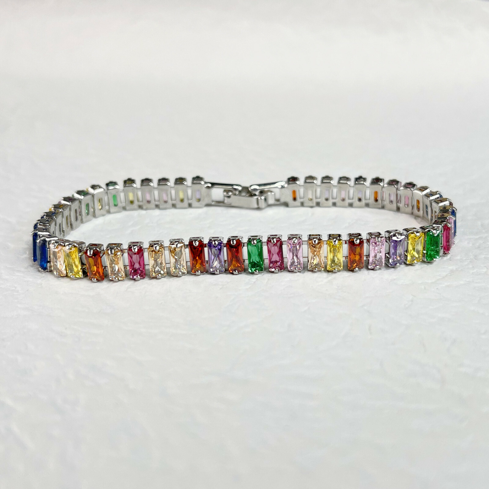 New Charming Mix Color Garnet Citrine Gemstone Women Silver Bracelets 7.4 inch