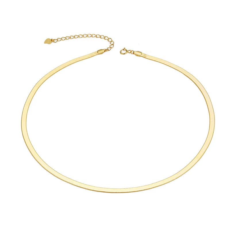 925 Sterling Silver Snake Chain Necklace Choker Gold and Rhodium Plated