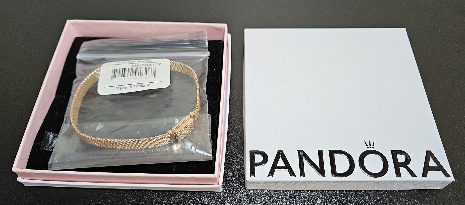 Pandora Reflexions Long Clasp Pavé Bracelet – 14K Rose Gold, 7.9in (20cm)