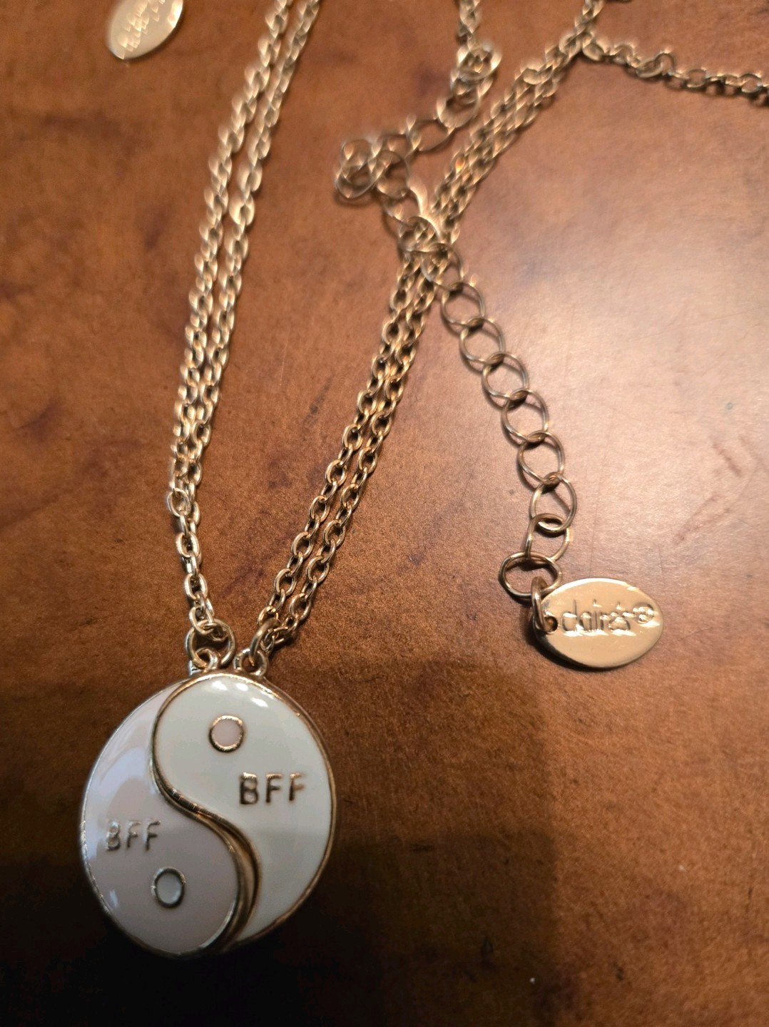 Pair of BFF Enamel Ying Yang Necklaces