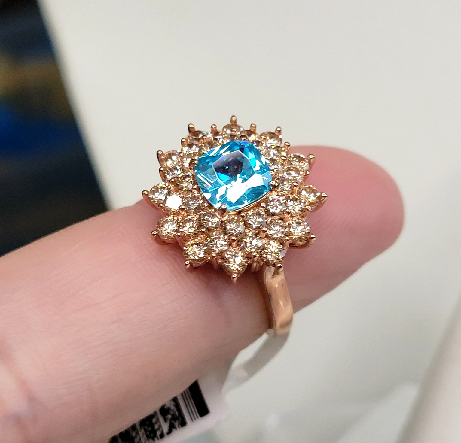JTV FZN-925 Rose Gold over Sterling Silver Bella Luce Blue Ring sz-8 CZ 6.2g NEW