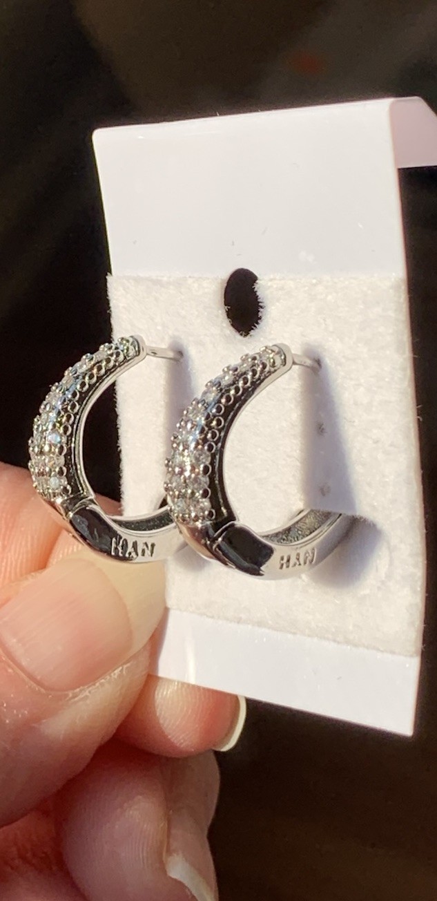 New 18k White Gold Filled Half Hoops With AAA Pave’ Czs Earrings