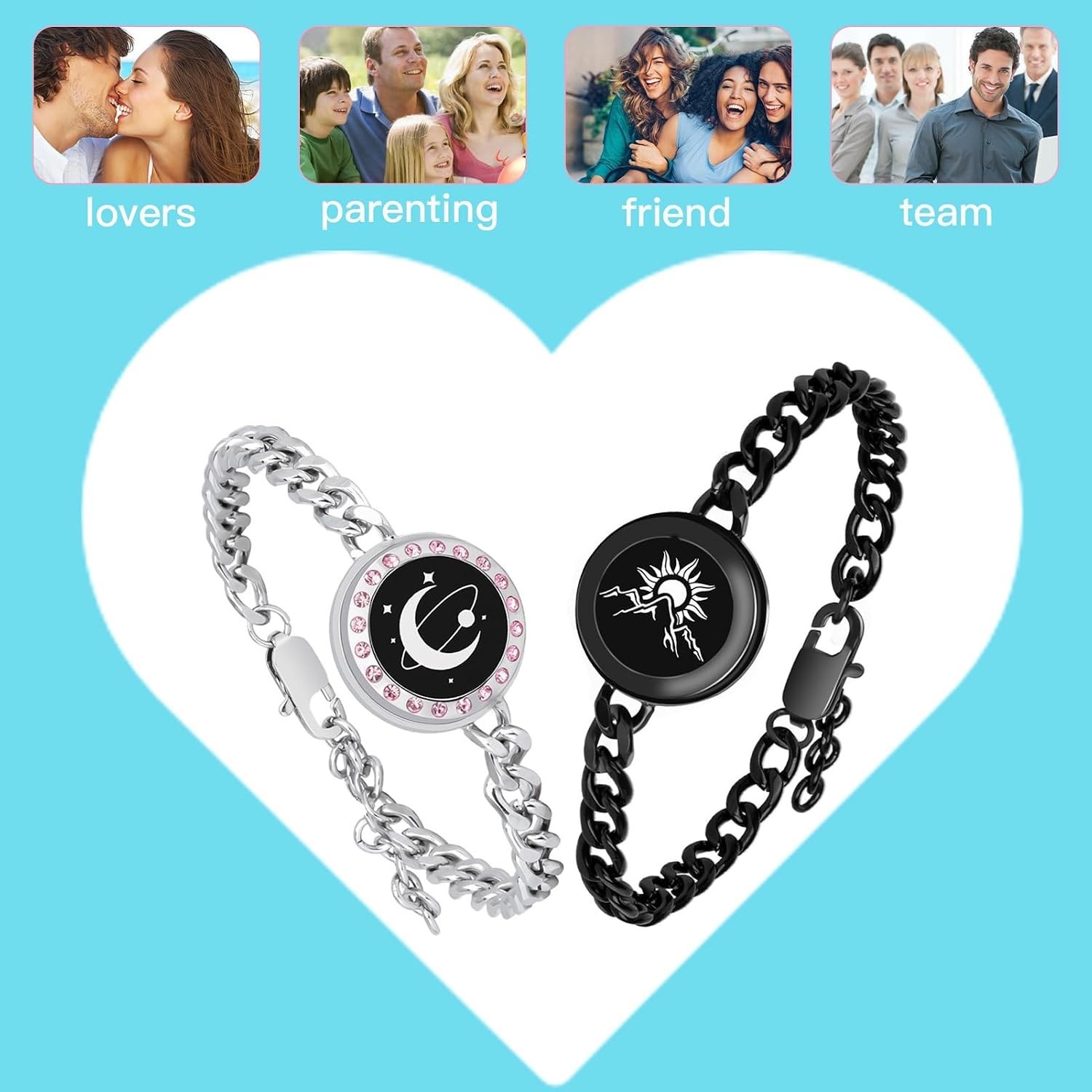 Smart Matching Couples Bracelets with SOS Function – Perfect for Long Distance