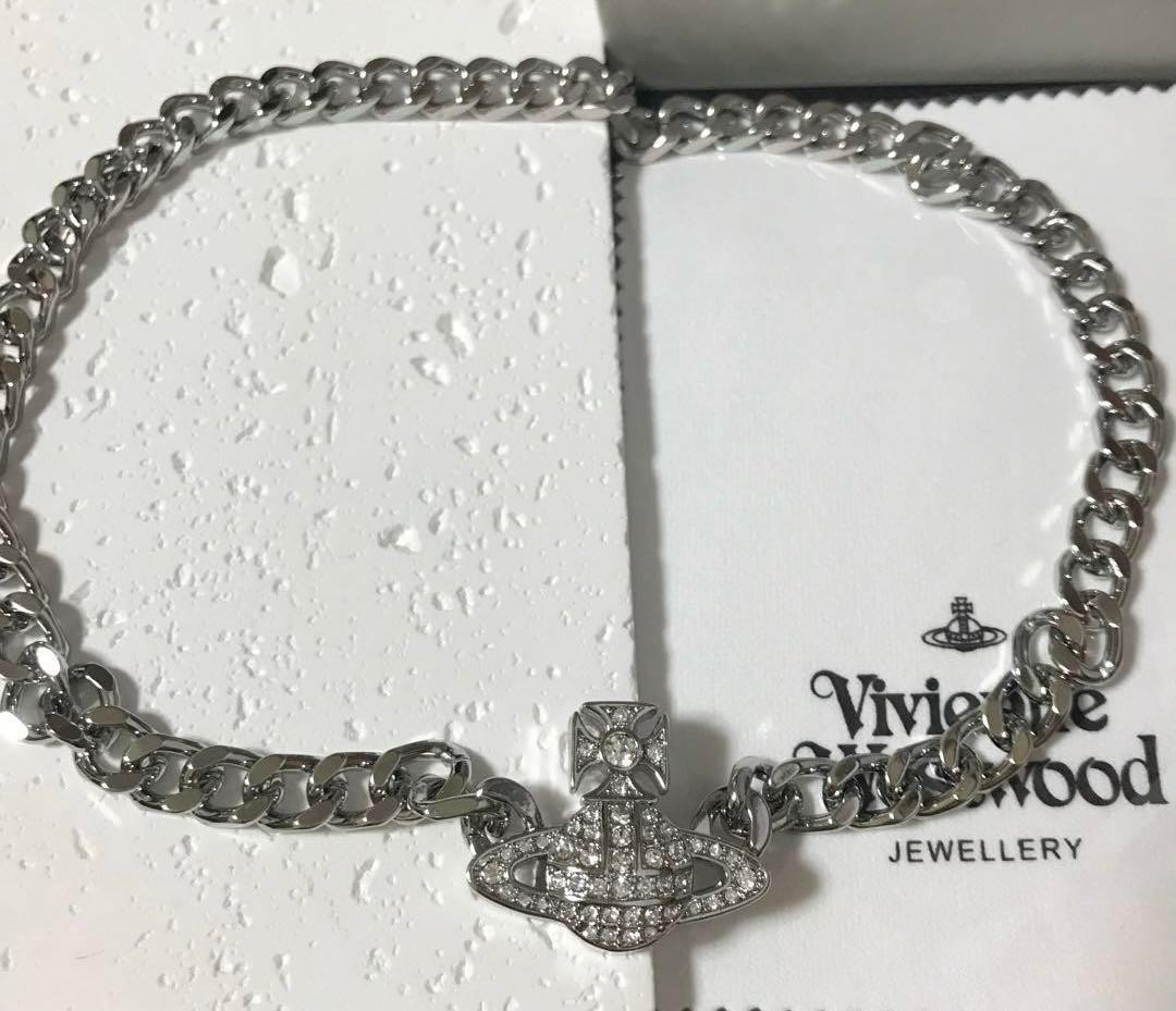 Vivienne Westwood GRAZIELLA Silver Orb Necklace Choker Chain In Box/Drawstring