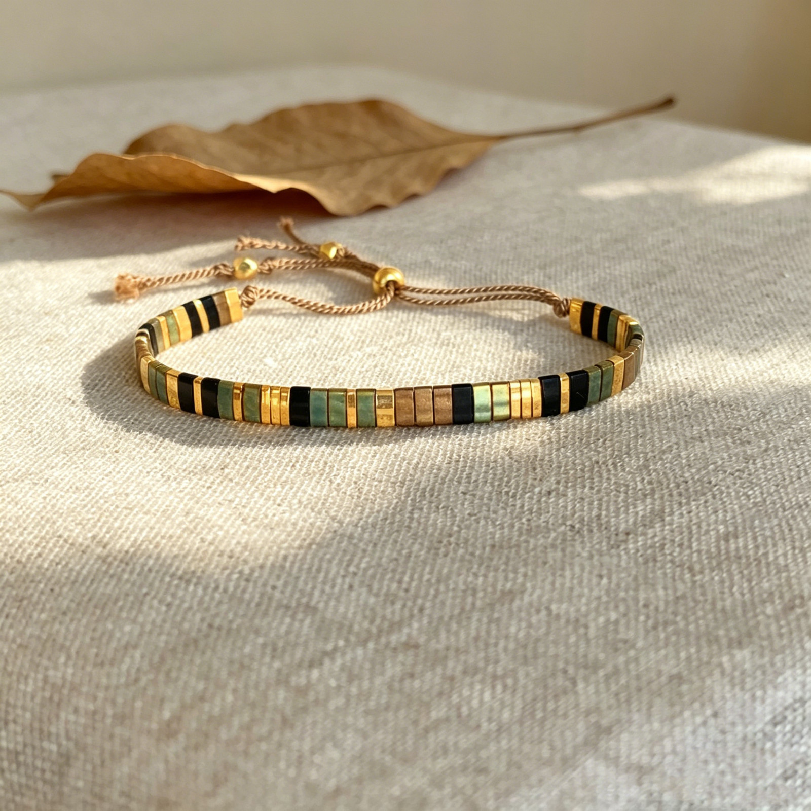 Japanese Tila Beaded Adjustable Bracelet Minimalist Stackable Boho Style Fashion