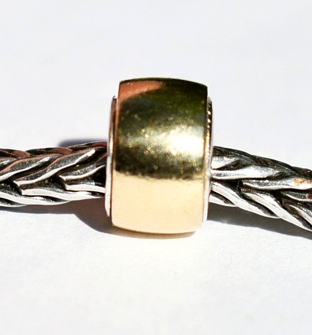 Brass charm bead, 8.8mm, full Sterling silver core, for European Charm Bracelets