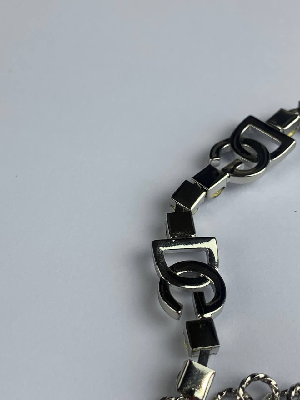 Dolce & Gabbana Silver Rhinestone Y2K Chain Link Bracelet