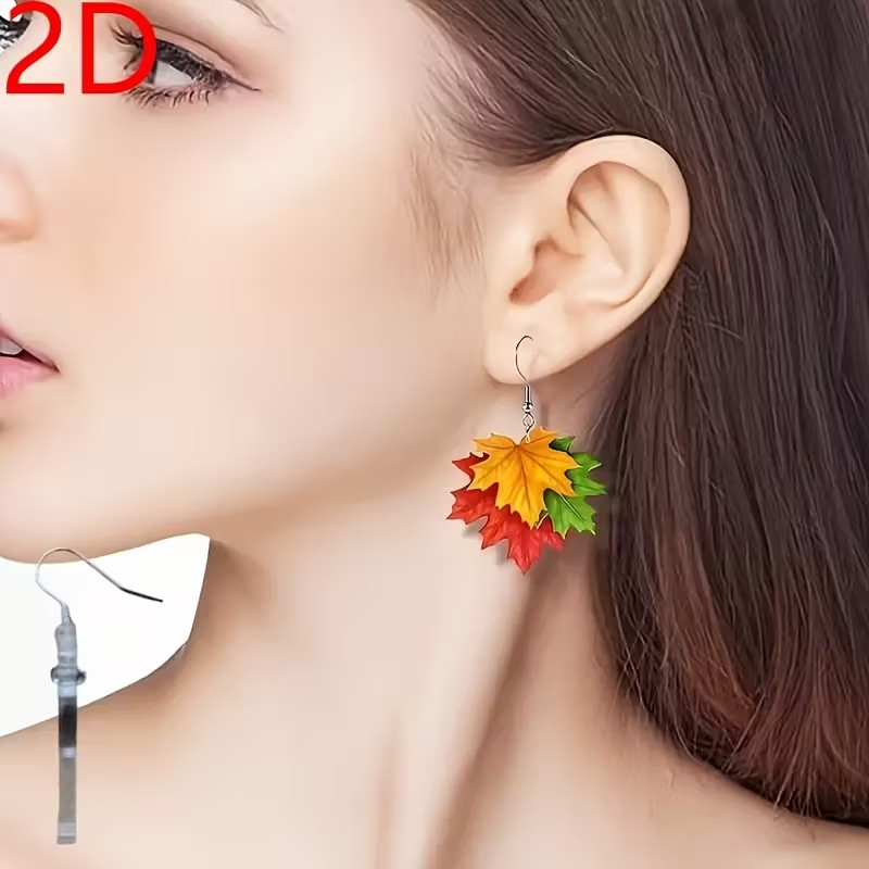 Acrylic Colorful Maple Leaf Earrings, Thanksgiving, Fall Party