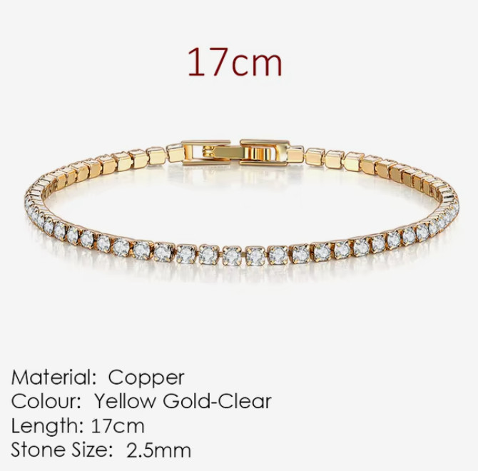 Womens Tennis Bracelet Cubic Zirconia White Gold Color Chain Bangle Gift