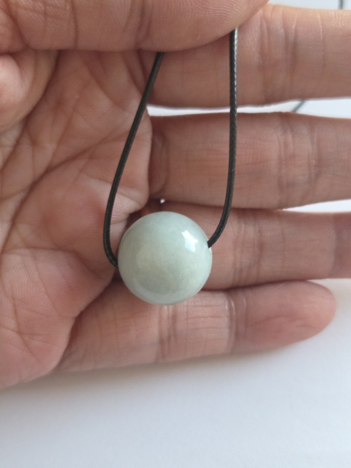 Natural Burmese Green Round Jade Bead Pendant Necklace