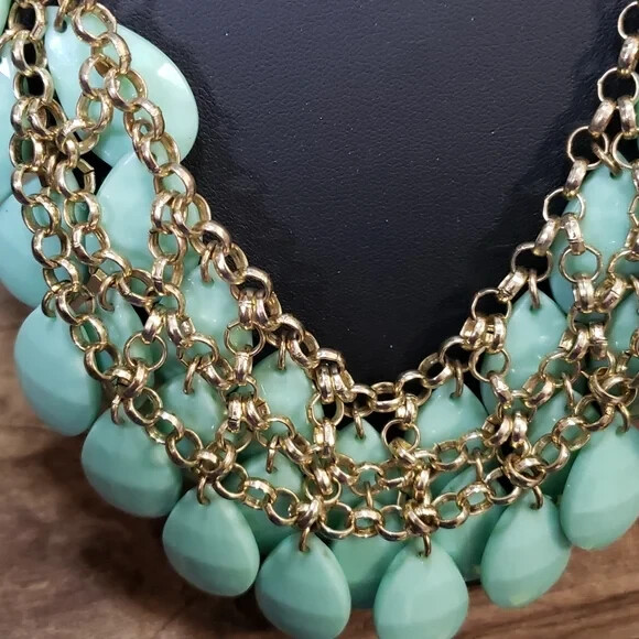 Costume Jewelry – Statement Necklace – Up to 24 Inches – Aqua Green