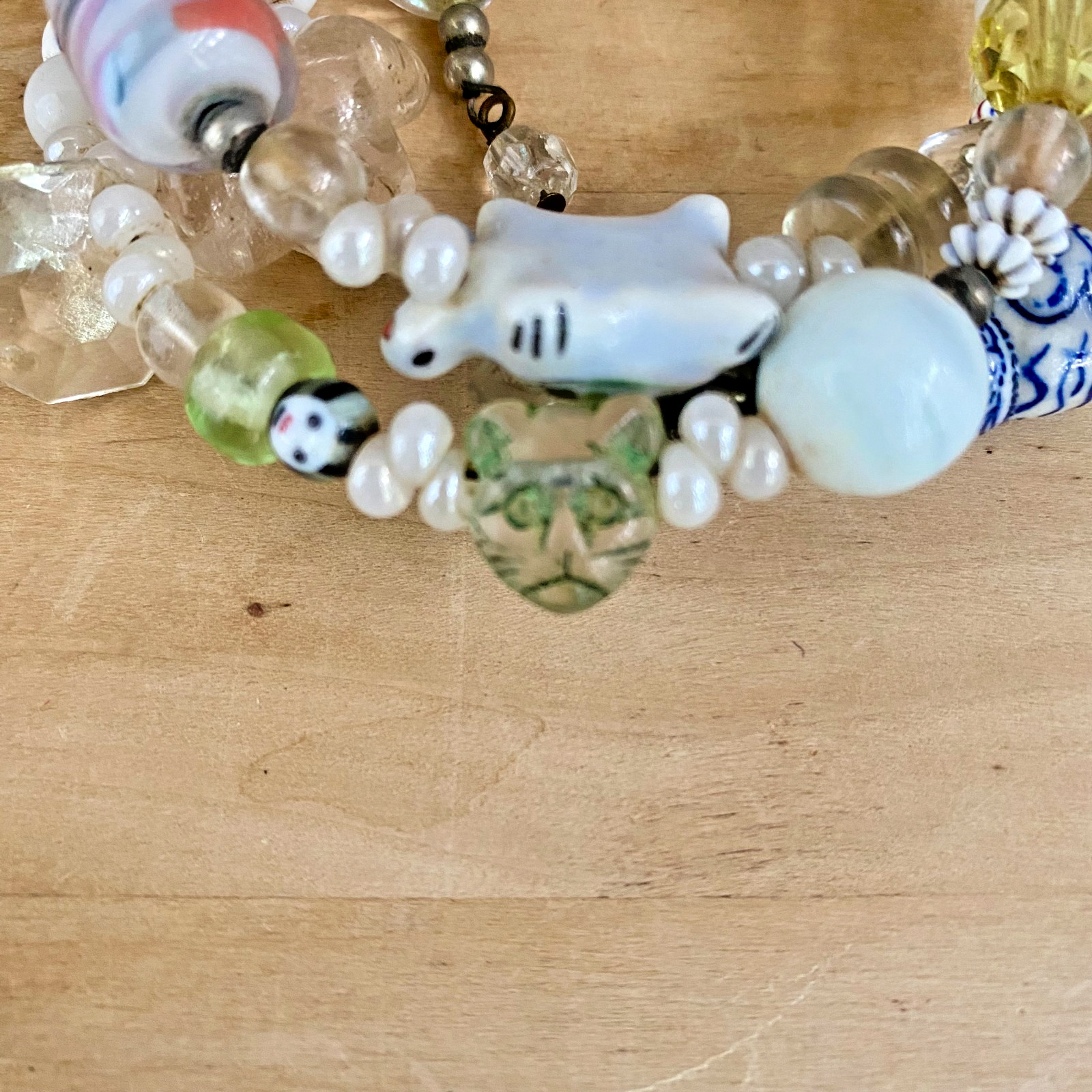 Vintage Bracelet – Artisan made, unique (made to order), animals, memory wire.