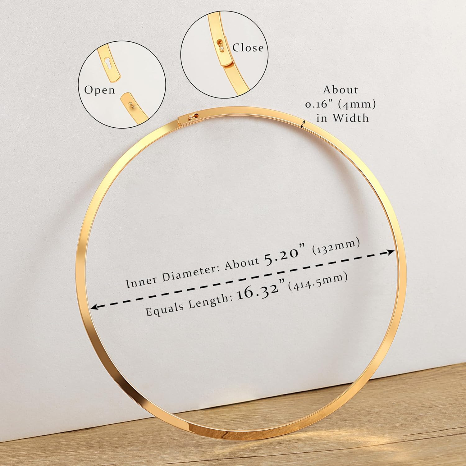 18K Gold Plated Cuff Choker Necklace for Women Chunky Wire Chain Collar Jewelry