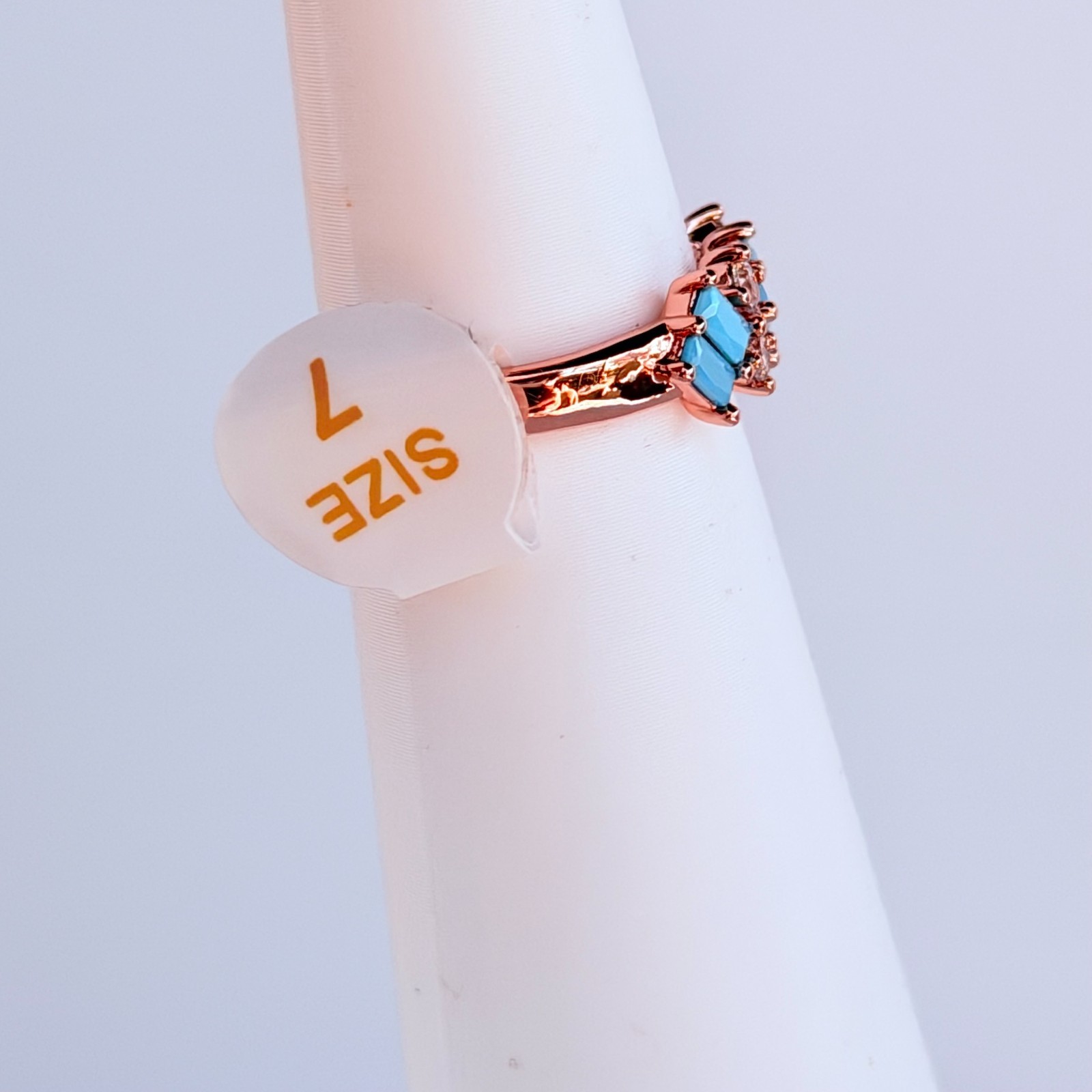 Bomb Party Ring Sz 7 RBP6794 “A Band of Wonder” Turquoise Magnesite on Rose Gold