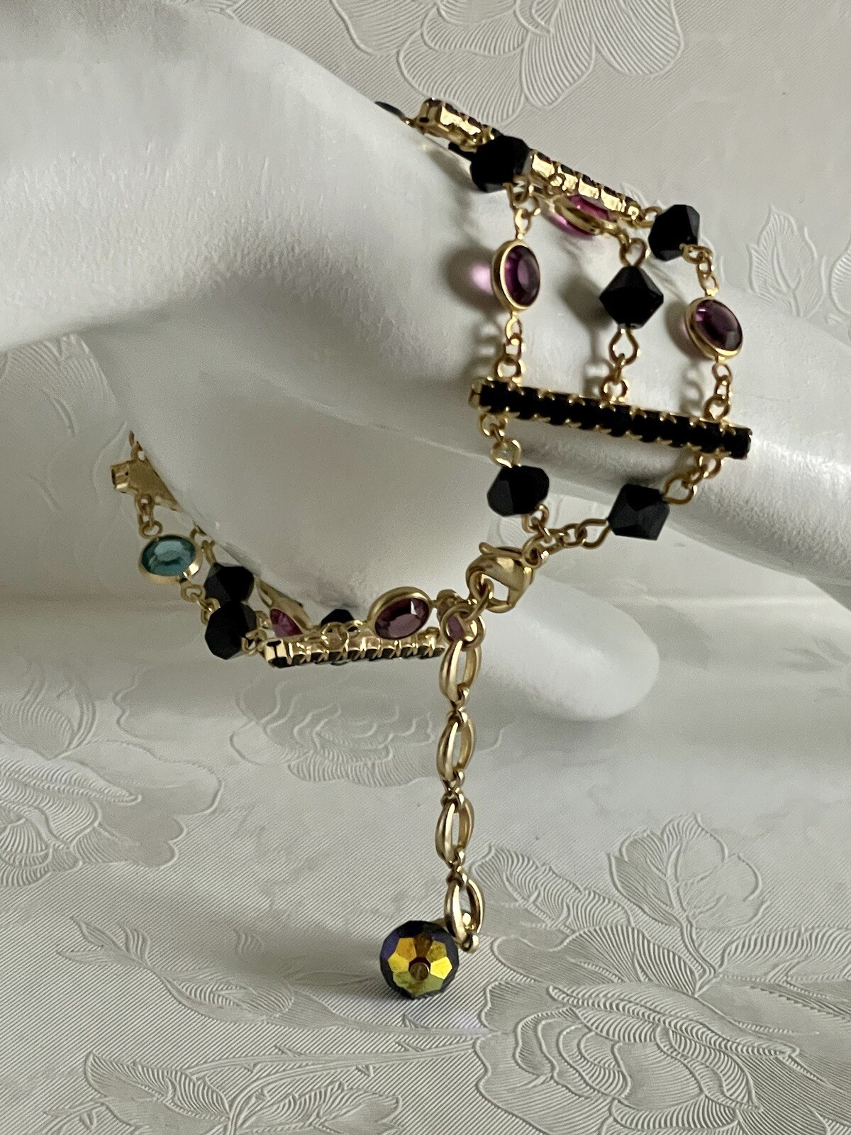 Beautiful Gold Tone Crystal Multicolor Bracelet Perfect For Formal/casual Wear