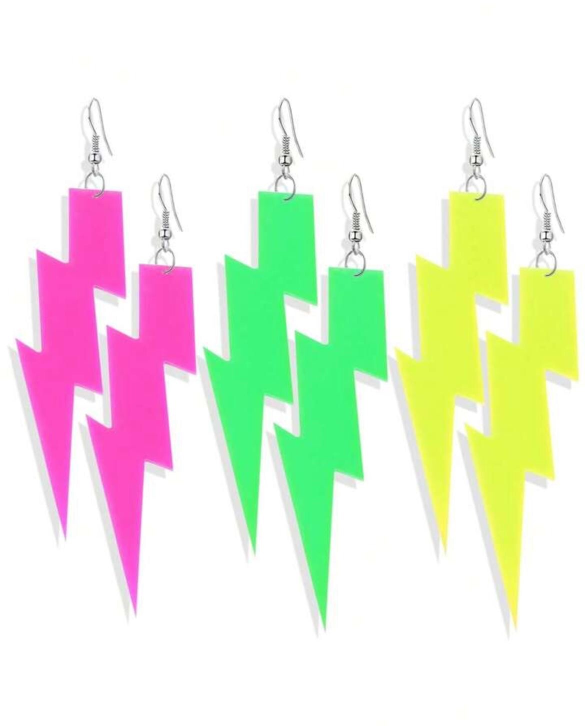 Hook Earrings Neon 80’s 90’s Retro Large Bright Funky Ladies Girls Party Rave