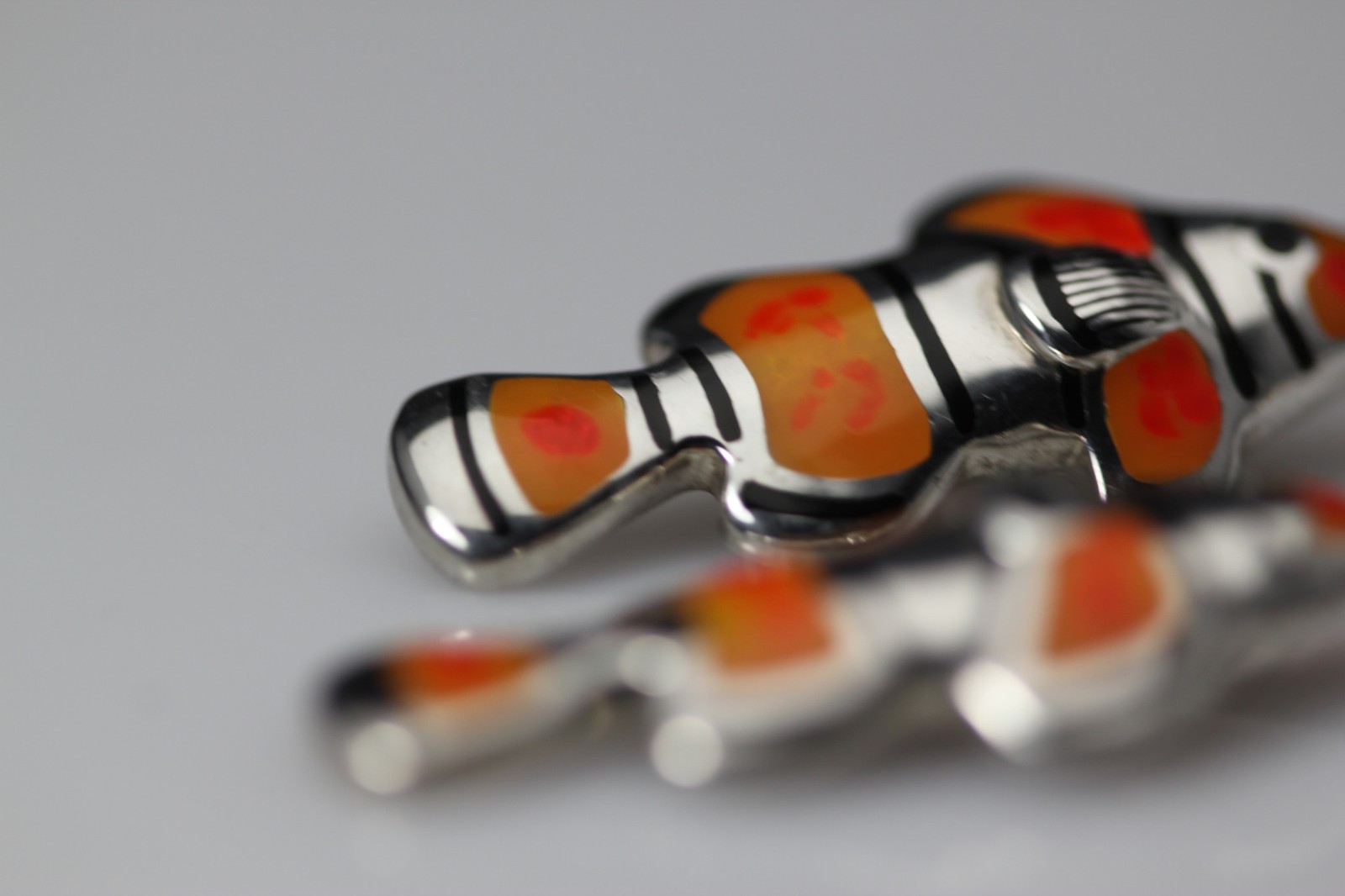 Sterling Silver KABANA Enameled Clown Fish Dangle Earrings 9.5 Grams (EAR5931)