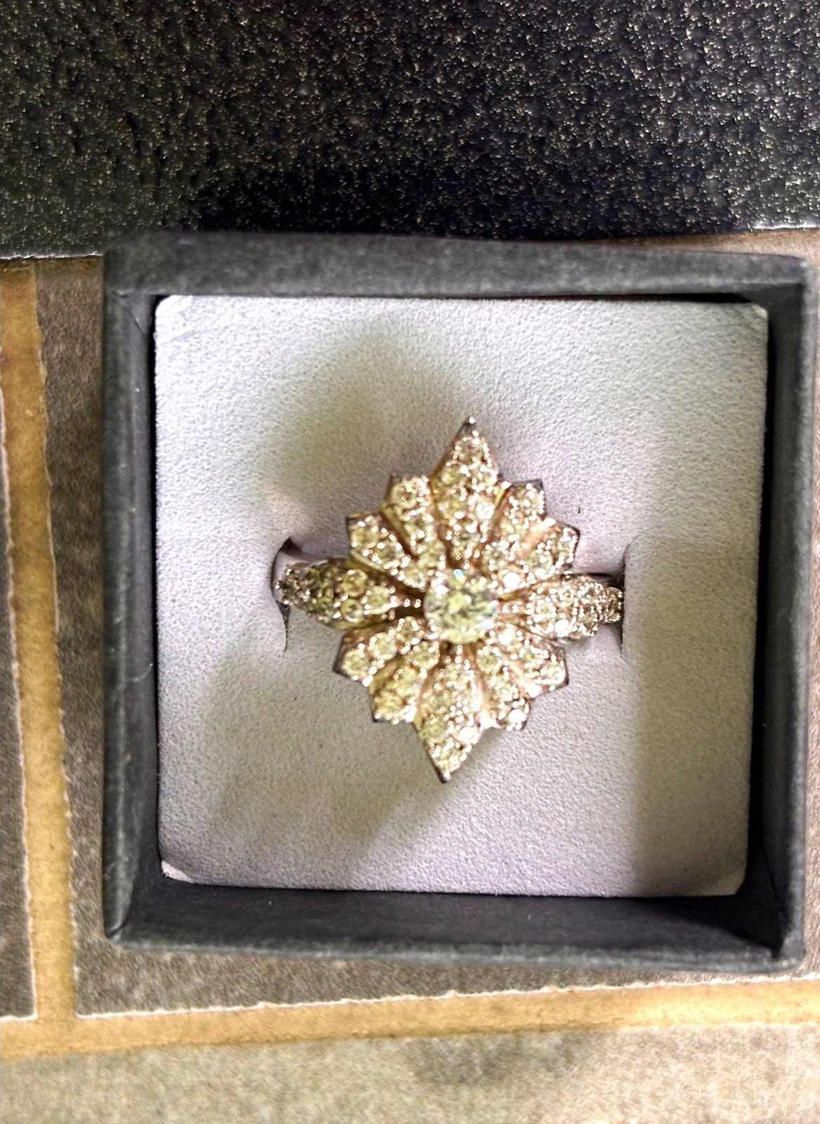 925 Sterling Silver Cubic Zirconia Flower Cluster Cocktail Ring, Size 7
