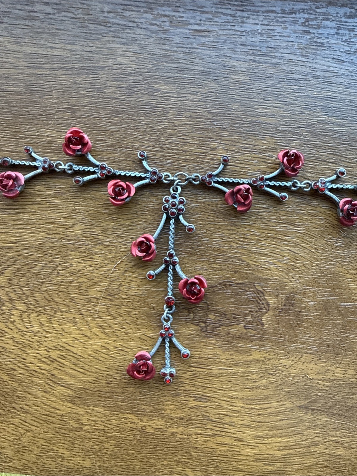 Rose Necklace By Avon. Approx 20 Inches. Gothic Style. Worn, One Rose Broken.