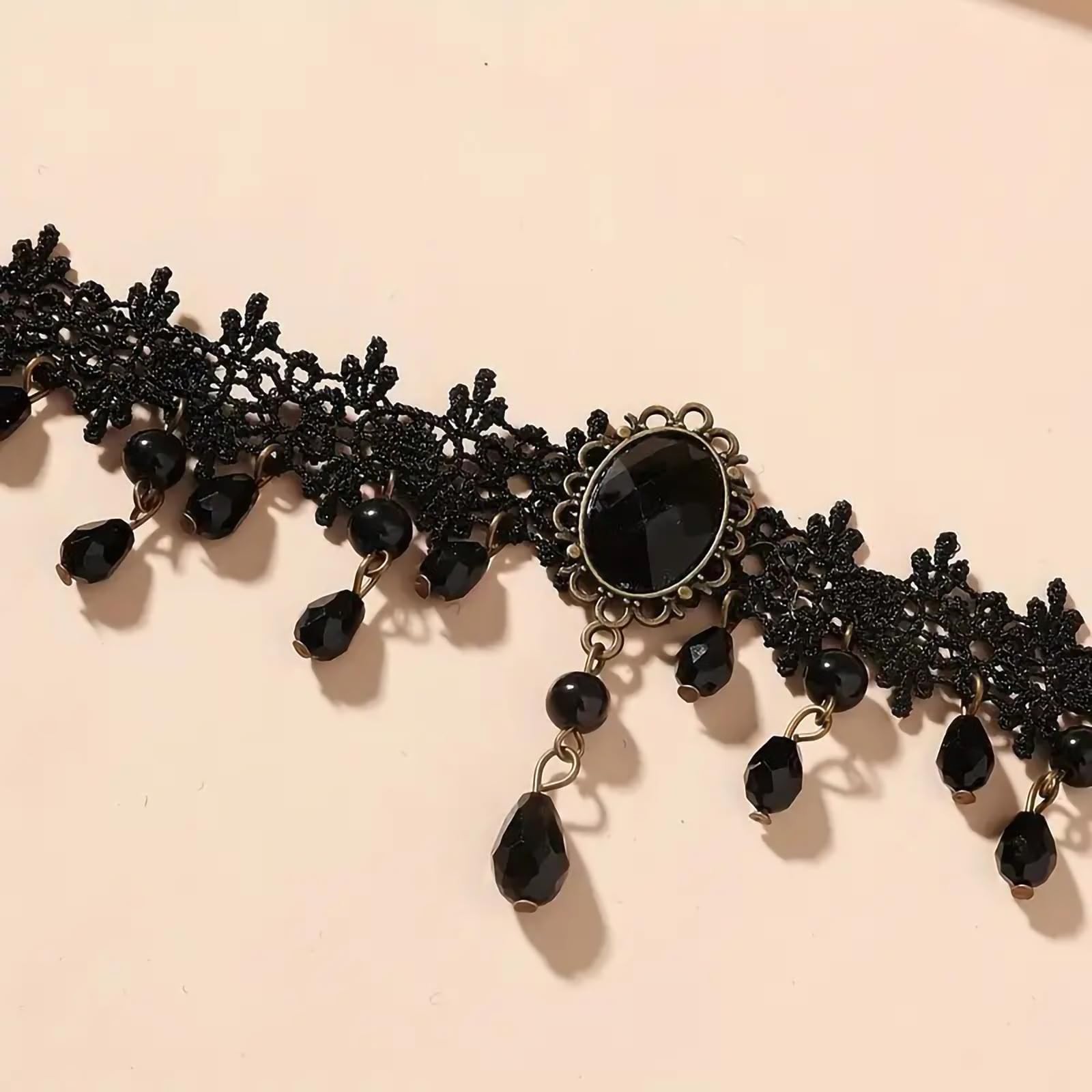 Fesciory Black Necklaces for Women, Adjustable Layered Velvet Leather Lace Co…
