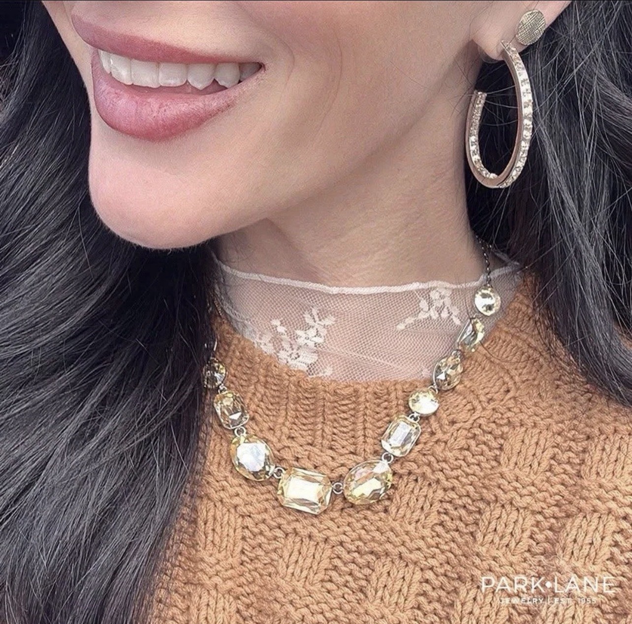 Park Lane BUBBLY Champagne Multi shaped CZ Silver Tennis Necklace Retired BNWT