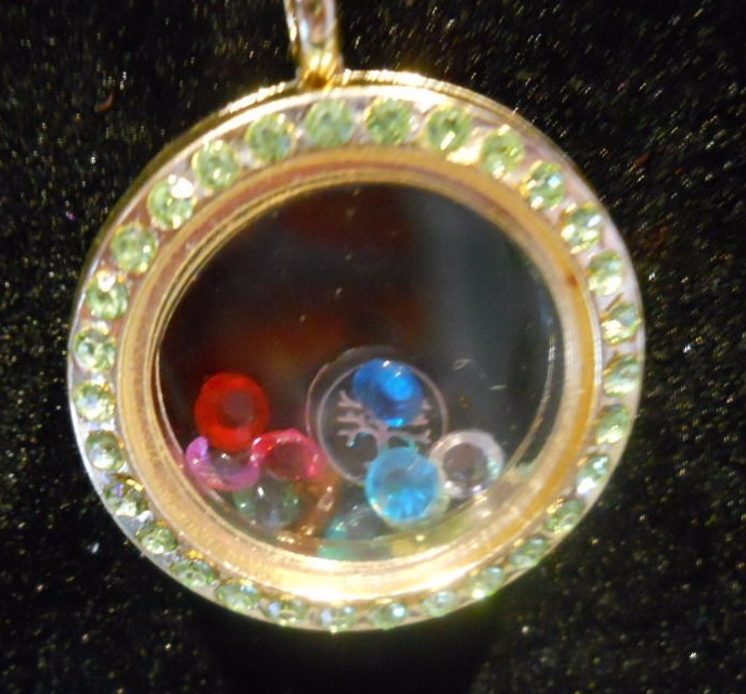 New Without tags Pendant Round Gemstone Gift Living Memory Charm Locket D 20″