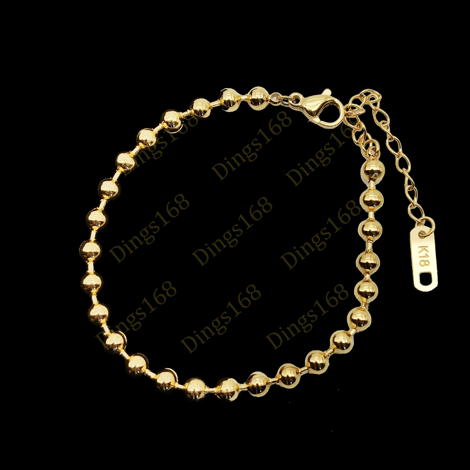 Classic Bead Chain Bracelet in Genuine 18K Yellow Gold Filled, Tarnish-Resistant
