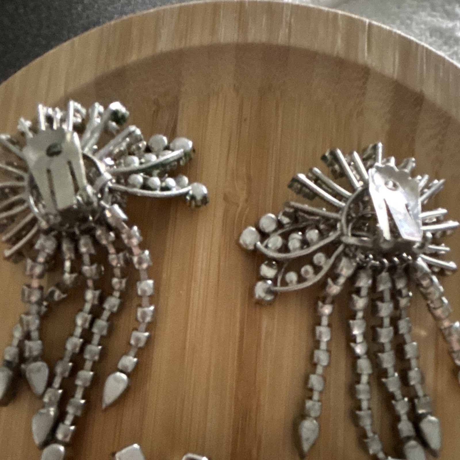 Estate Vintage Silver Tone Clear Rhinestone Earrings & Crystal Brooch Pin Lot